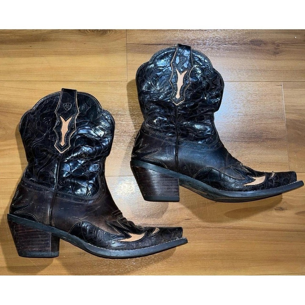Womens Ariat Dahlia Overlay Snip Toe Distressed Cowgirl Western Boots
